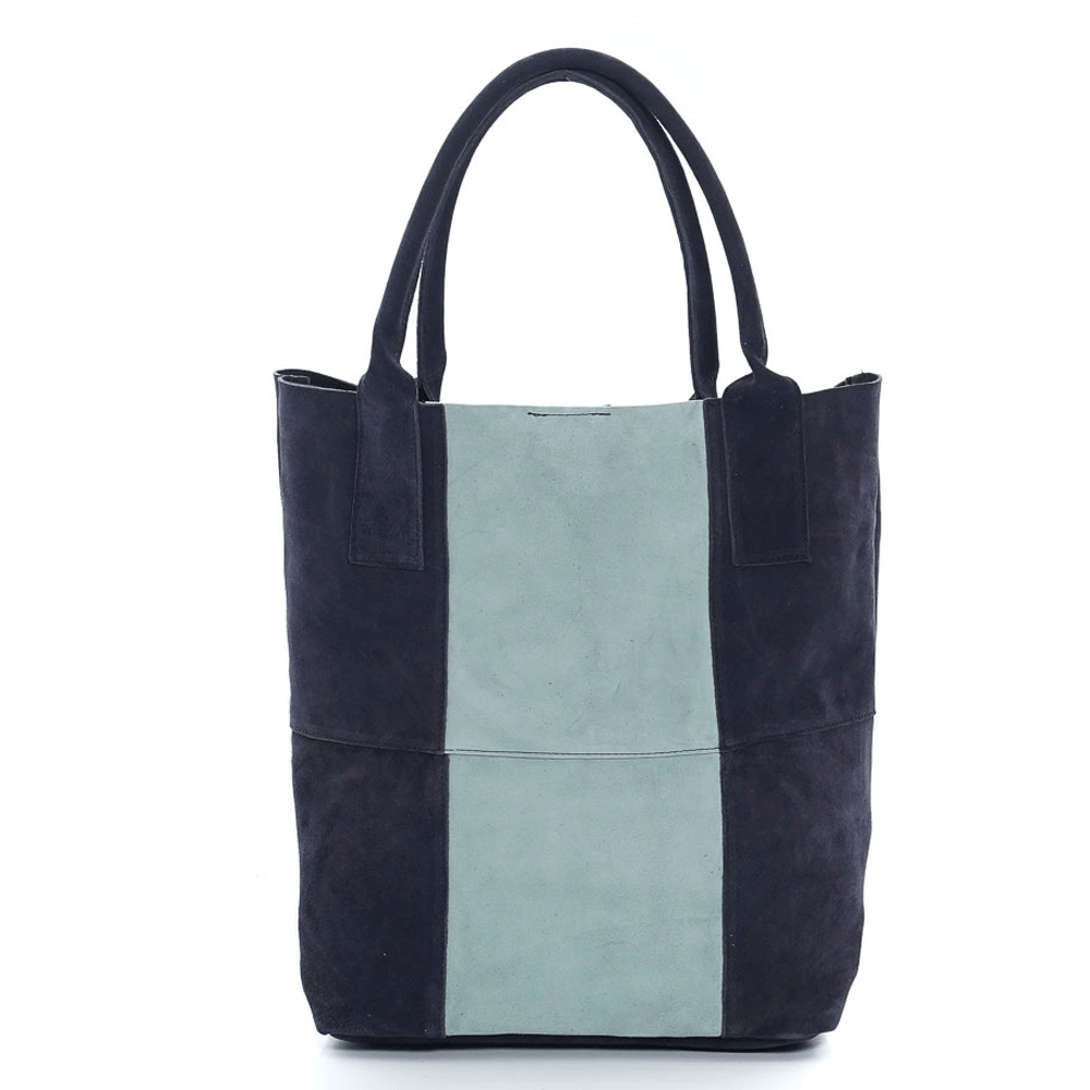 Дамска чанта от естествена кожа модел Linda mint/blue